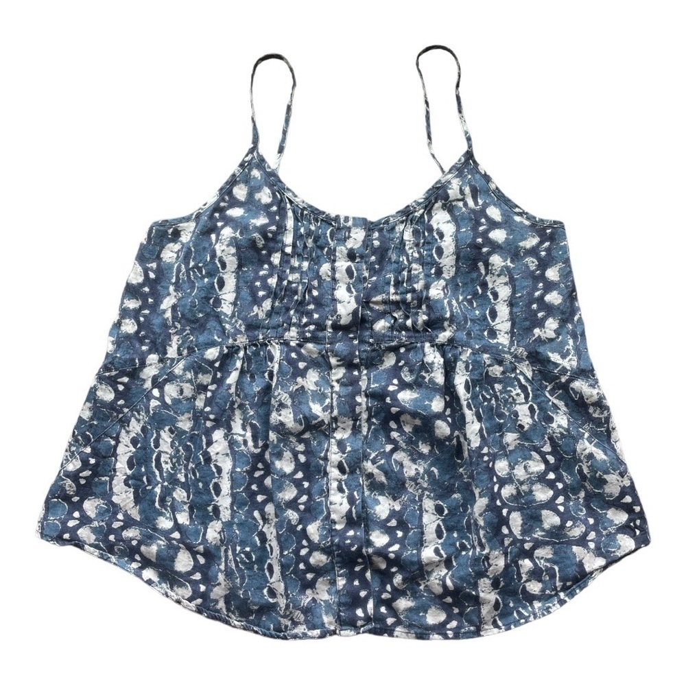 Hurley Blue Snake Print Sleeveless Button Front Swing Crop Top | Large